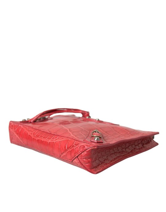 Balenciaga Exotische rote Alligatorleder Clutch - Léoré