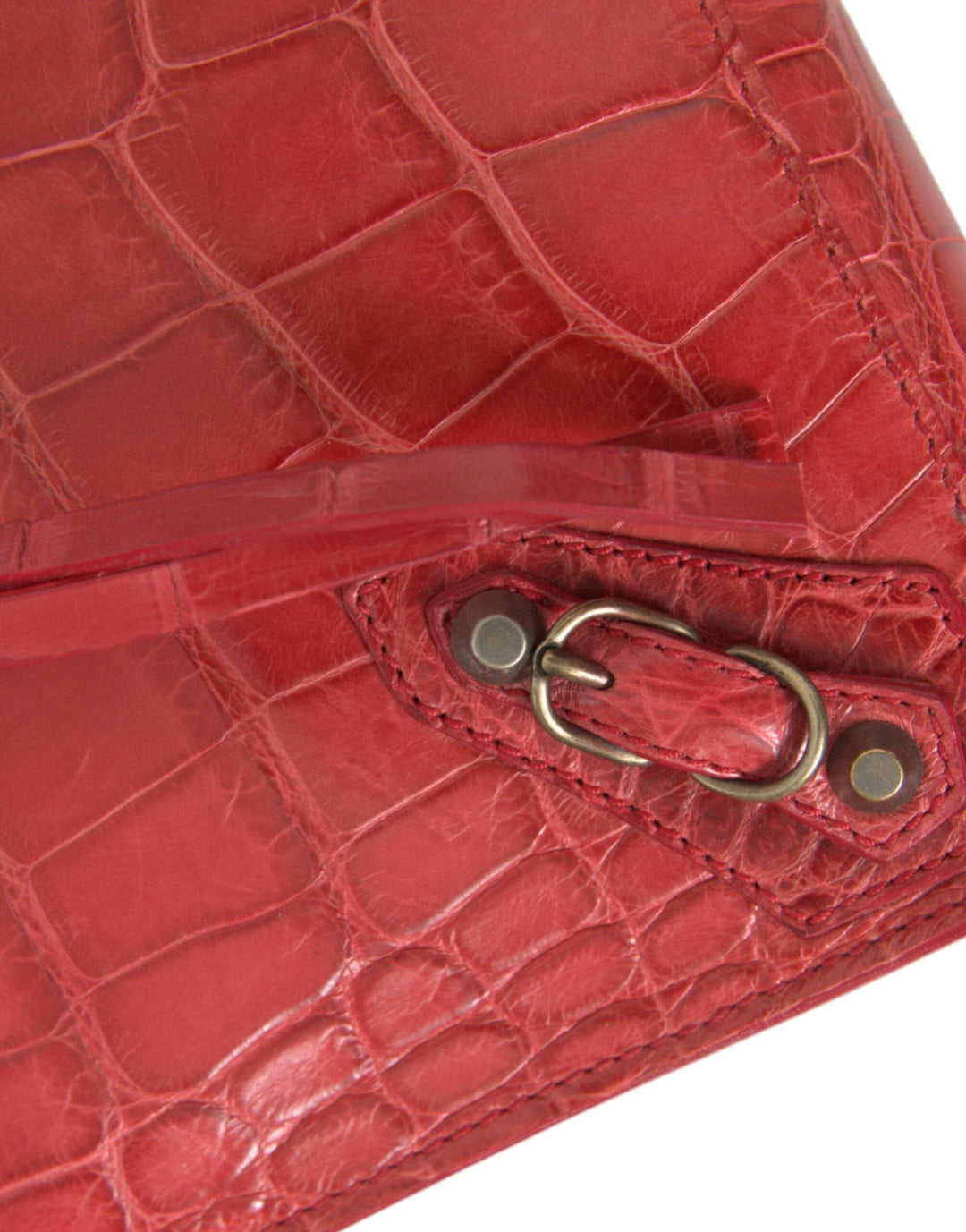 Balenciaga Exotische rote Alligatorleder Clutch - Léoré