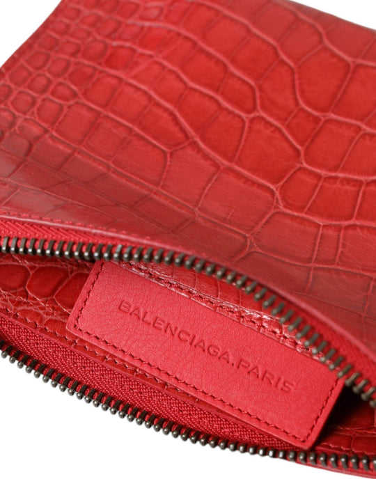 Balenciaga Exotische rote Alligatorleder Clutch - Léoré