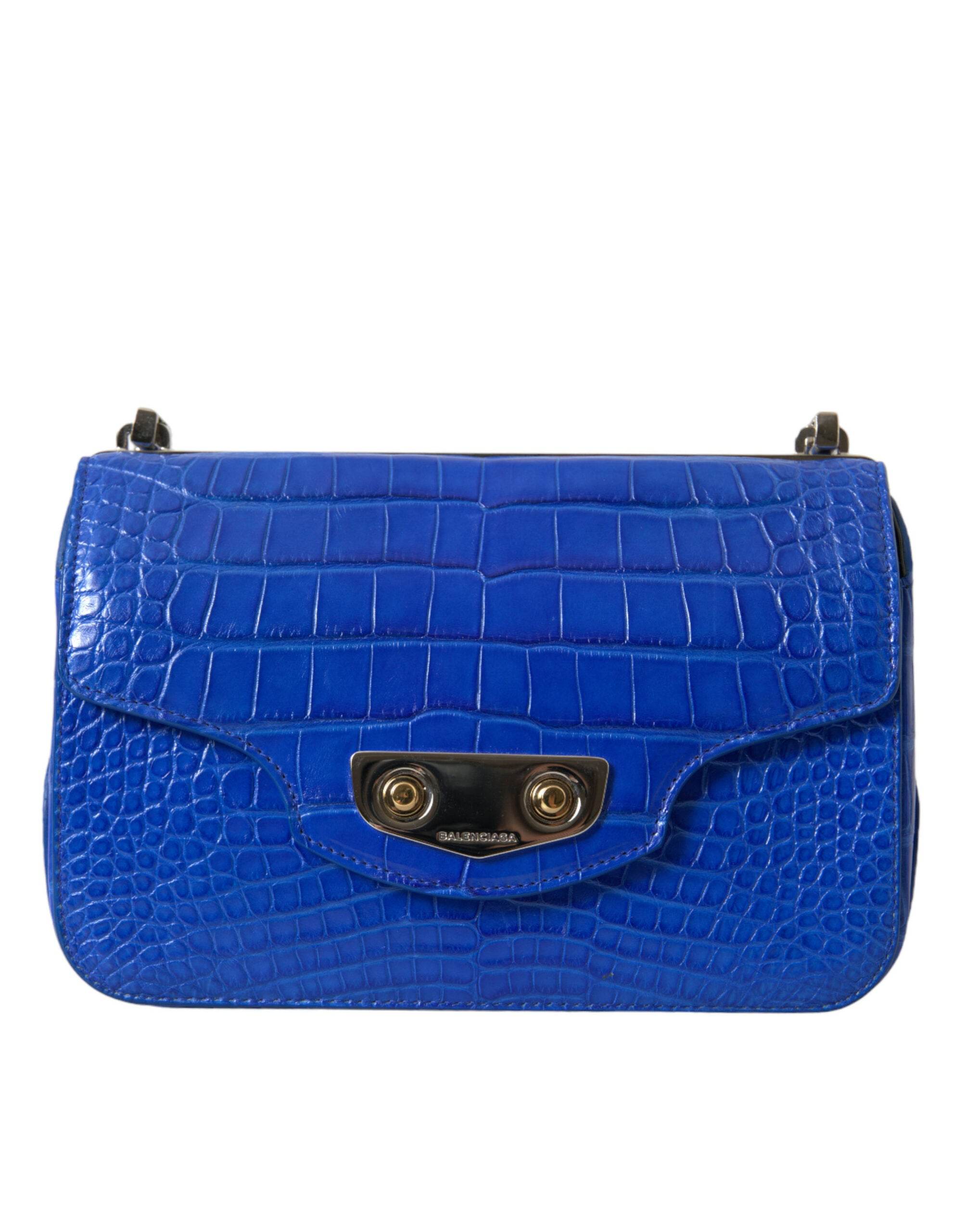 Balenciaga Mini-Umhängetasche aus Alligatorleder - Elegantes Blau - Léoré