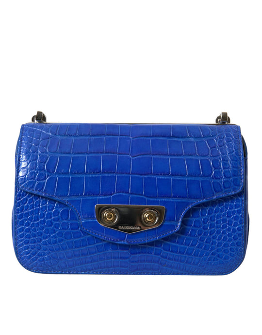 Balenciaga Mini-Umhängetasche aus Alligatorleder - Elegantes Blau - Léoré