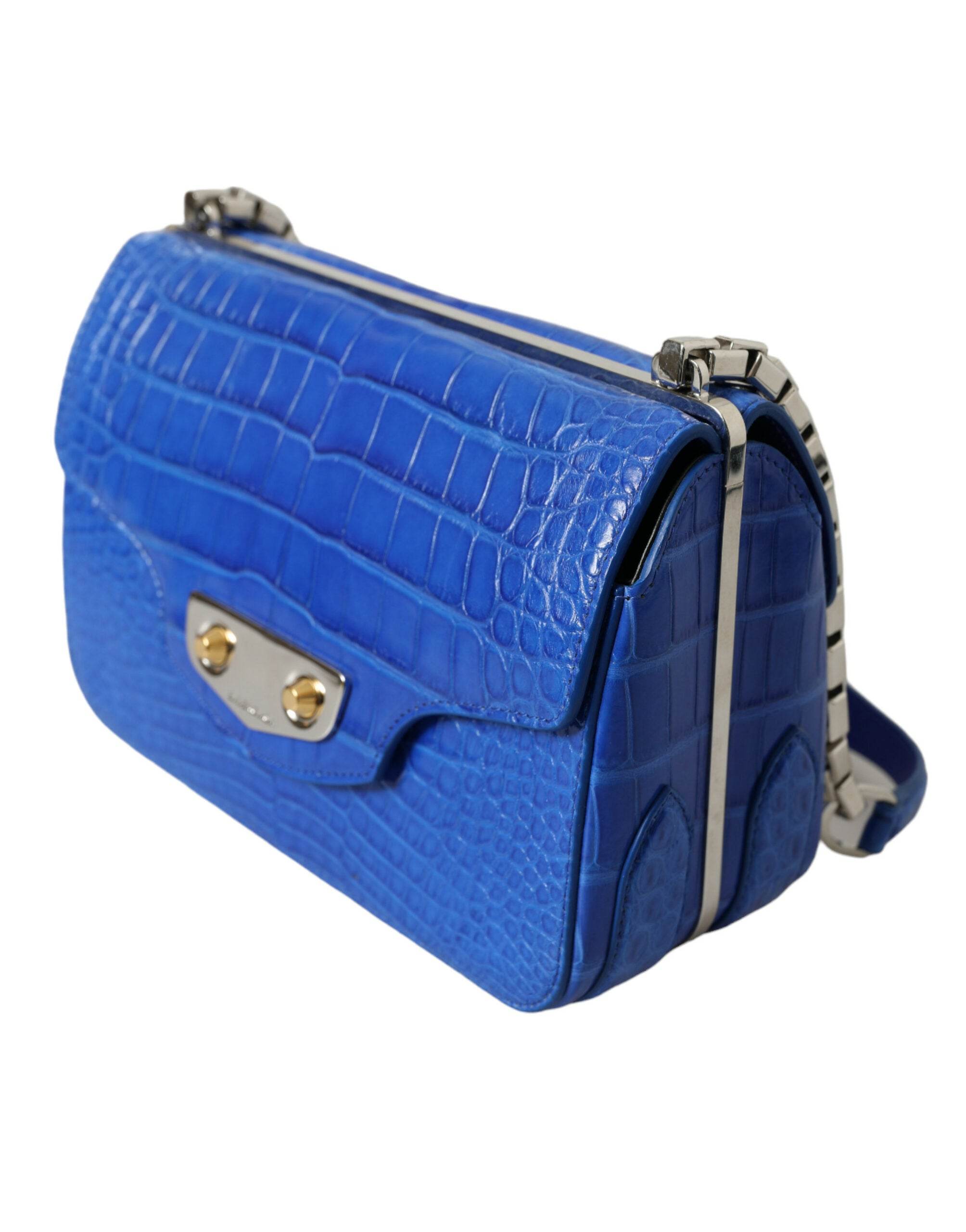 Balenciaga Mini-Umhängetasche aus Alligatorleder - Elegantes Blau - Léoré