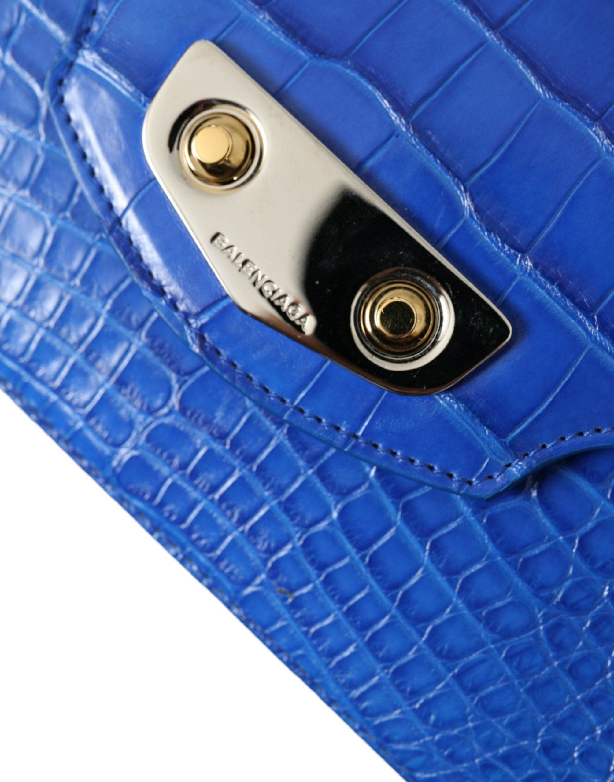 Balenciaga Mini-Umhängetasche aus Alligatorleder - Elegantes Blau - Léoré