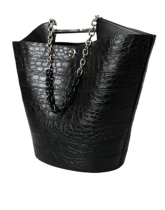 Balenciaga Elegante Maxi Bucket Bag aus schwarzem Krokodilleder - Léoré