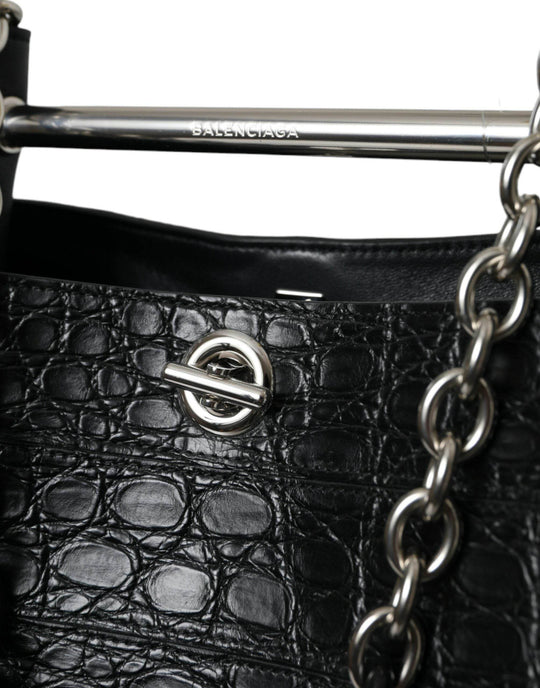 Balenciaga Elegante Maxi Bucket Bag aus schwarzem Krokodilleder - Léoré