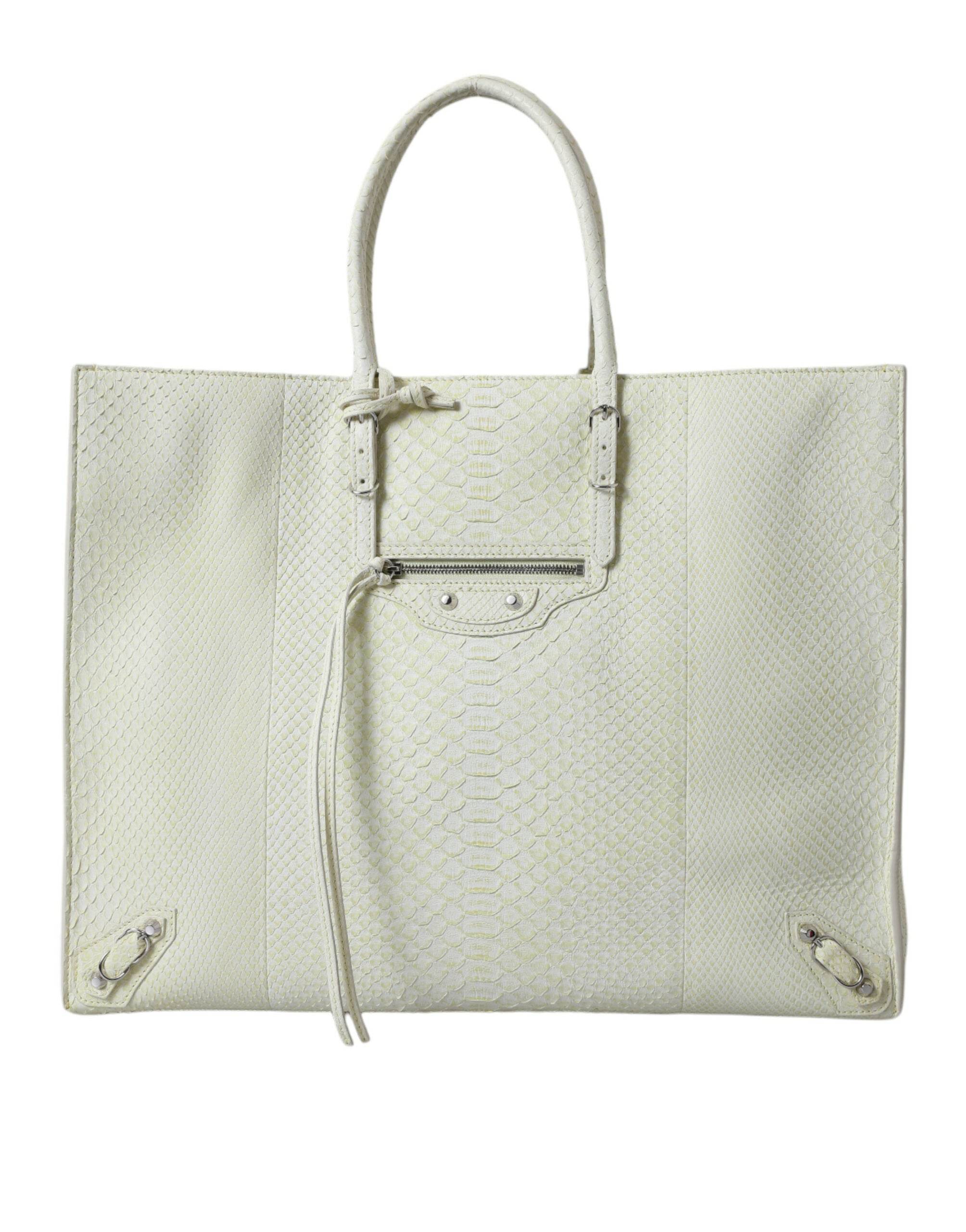 Balenciaga Schicke Pythonleder-Tasche in Weiß & Gelb - Léoré