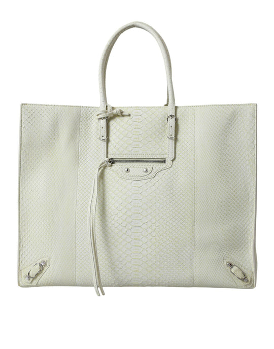 Balenciaga Schicke Pythonleder-Tasche in Weiß & Gelb - Léoré