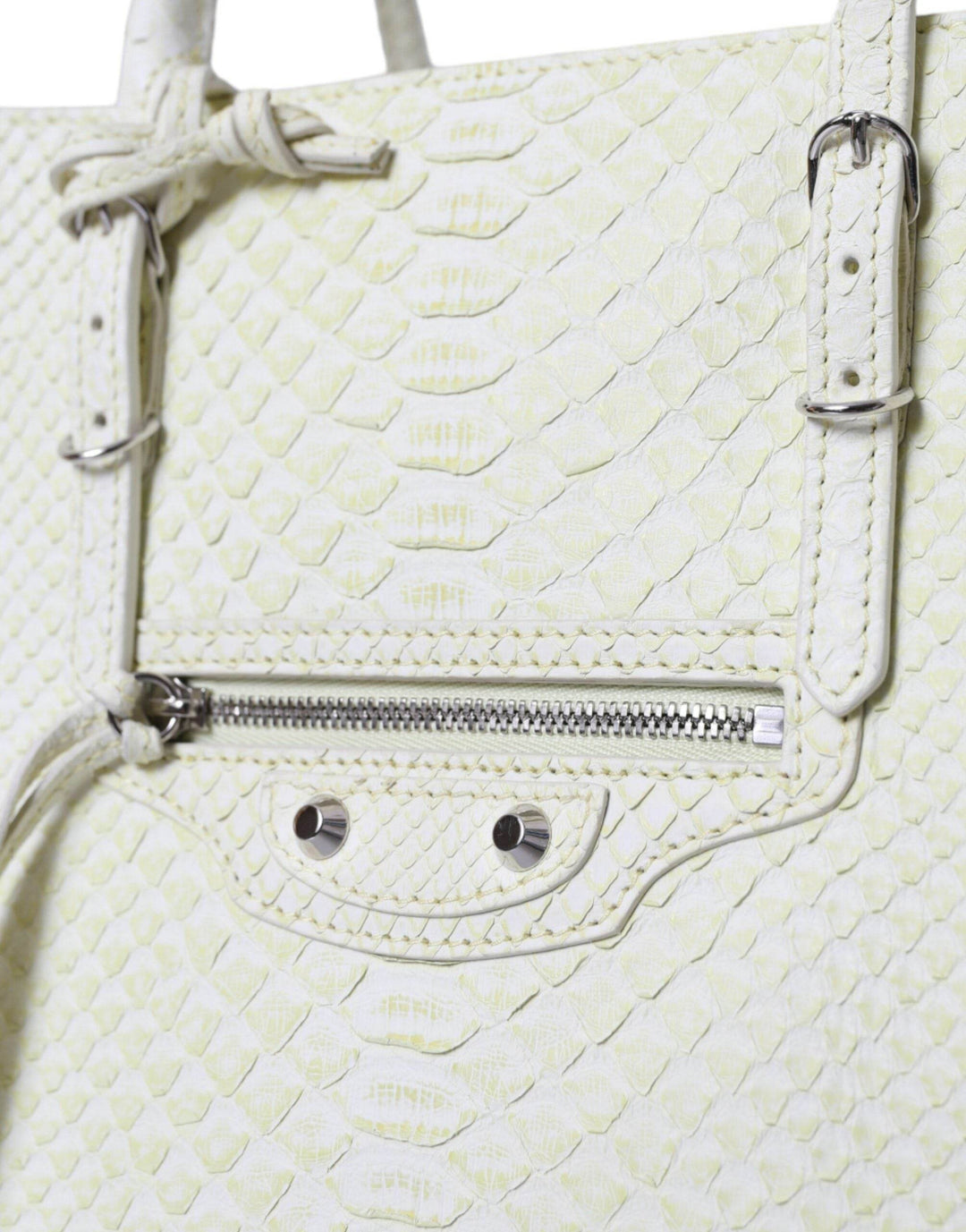 Balenciaga Schicke Pythonleder-Tasche in Weiß & Gelb - Léoré