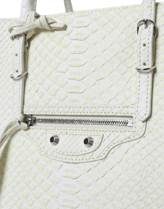 Balenciaga Schicke Pythonleder-Tasche in Weiß & Gelb - Léoré