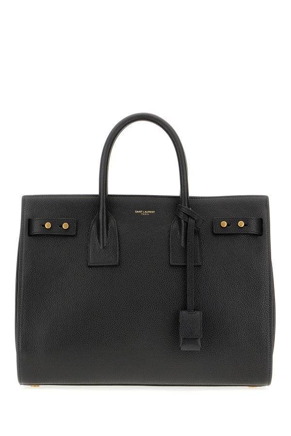 Saint Laurent Sac de Jour Handtasche aus schwarzem Kalbsleder - Léoré