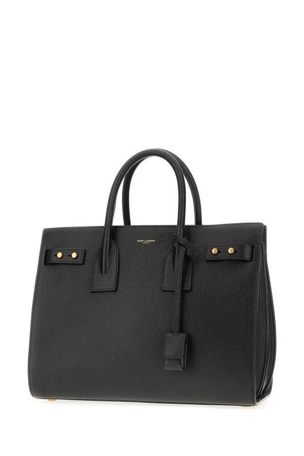 Saint Laurent Sac de Jour Handtasche aus schwarzem Kalbsleder - Léoré