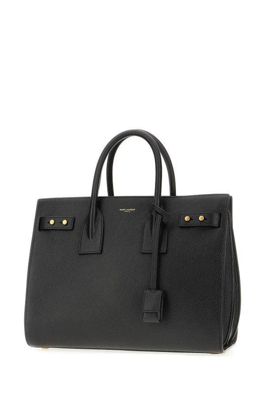 Saint Laurent Sac de Jour Handtasche aus schwarzem Kalbsleder - Léoré