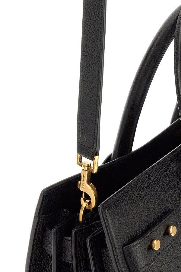 Saint Laurent Sac de Jour Handtasche aus schwarzem Kalbsleder - Léoré
