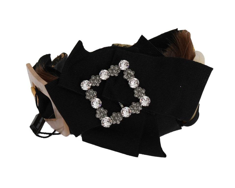 Dolce & Gabbana Goldbraunes Diadem-Stirnband mit Kristallverzierung - Léoré