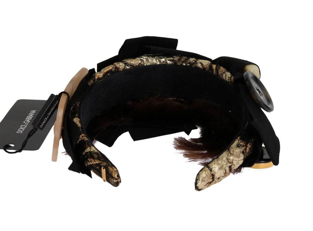 Dolce & Gabbana Goldbraunes Diadem-Stirnband mit Kristallverzierung - Léoré