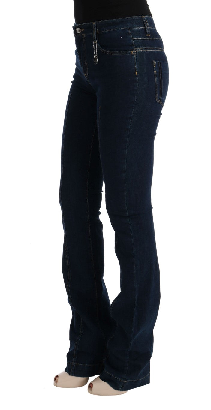 Costume National Blaue Bootcut-Schlagjeans aus Baumwolle