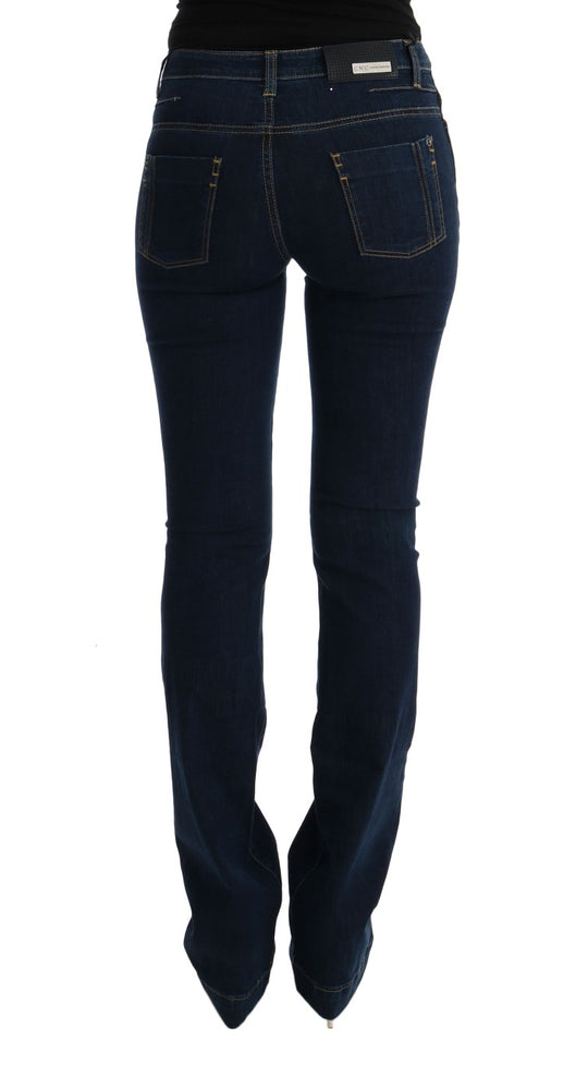 Costume National Blaue Bootcut-Schlagjeans aus Baumwolle