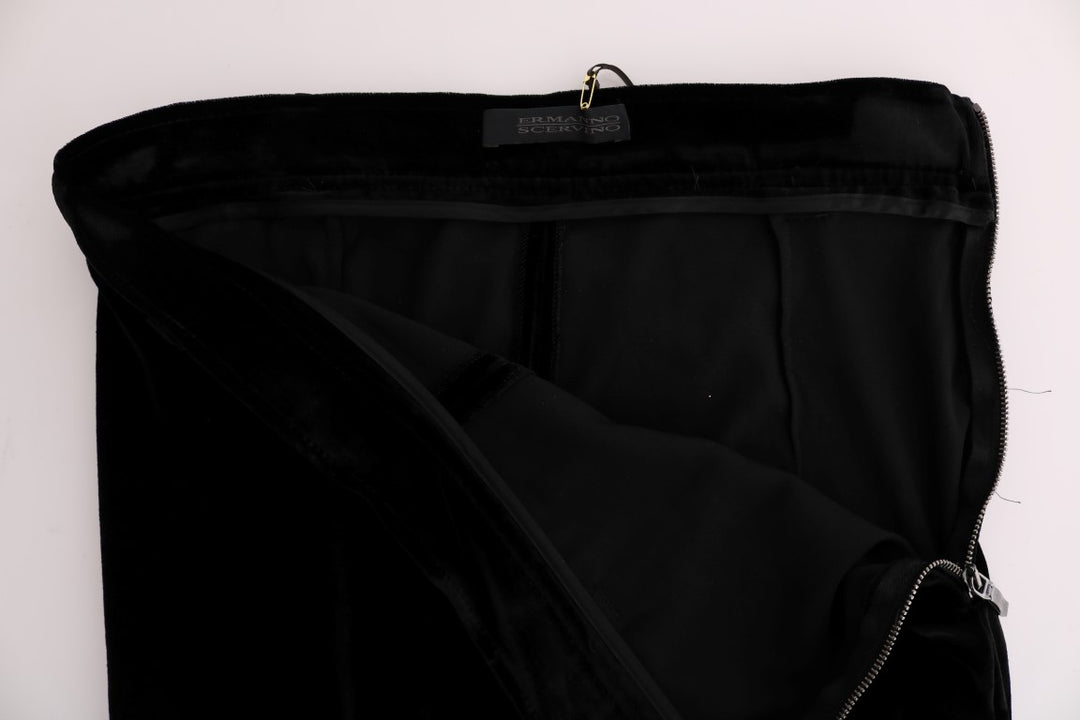 Ermanno Scervino Schwarze Slim Fit-Hose aus Samt