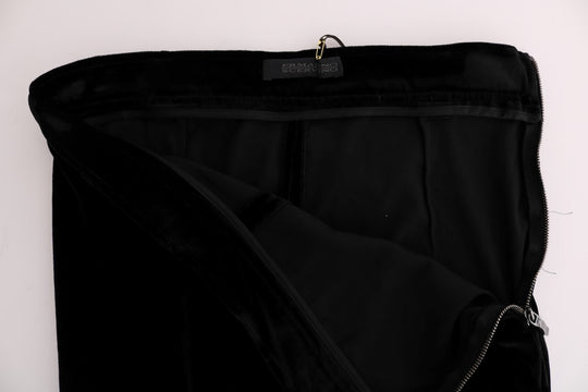 Ermanno Scervino Schwarze Slim Fit-Hose aus Samt