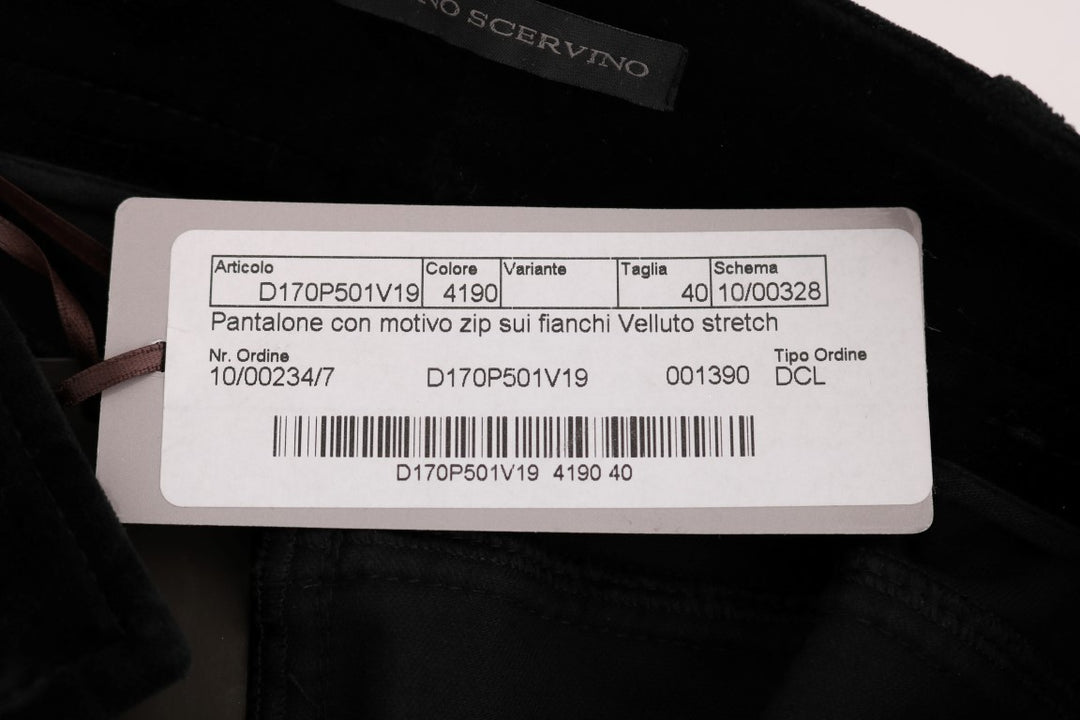 Ermanno Scervino Schwarze Cropped-Hose aus Viskosemischung und Samt