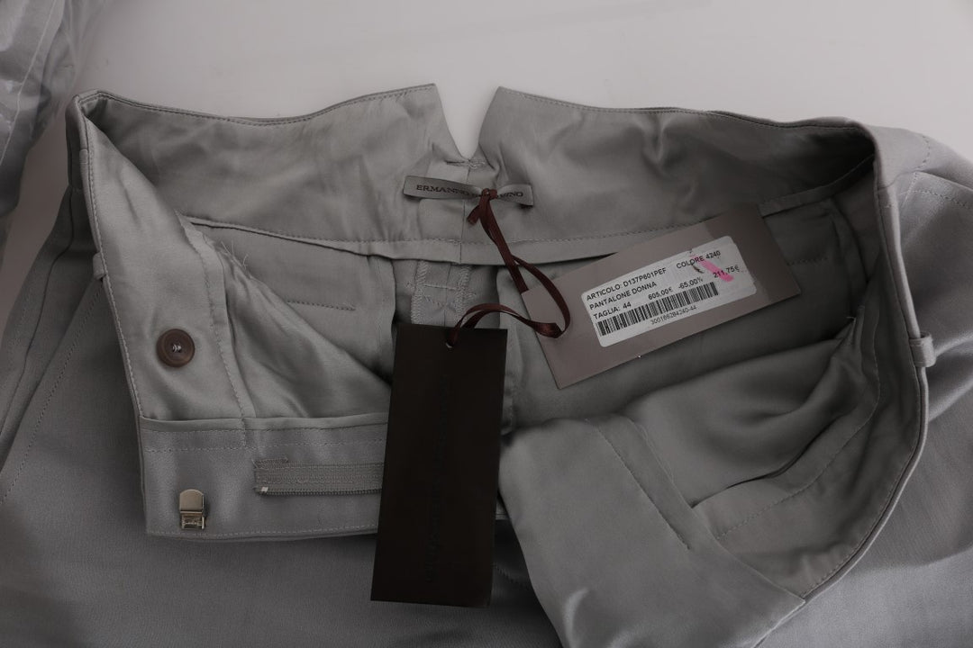 Ermanno Scervino Graue Seiden-Cropped-Lässig-Hose