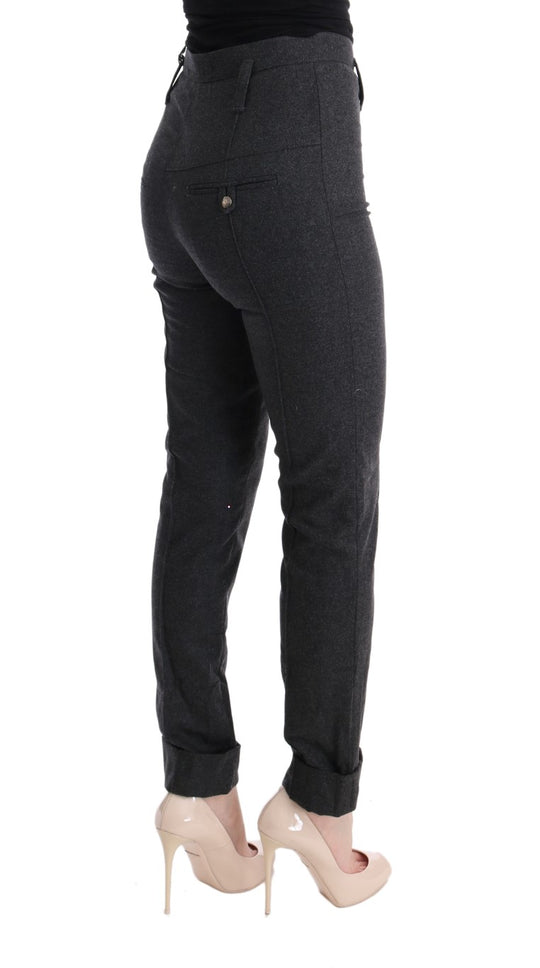 Ermanno Scervino Graue Schurwolle Skinny Freizeithose