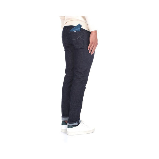 Jacob Cohen Schmal geschnittene Designer-Jeans mit Lederdetails