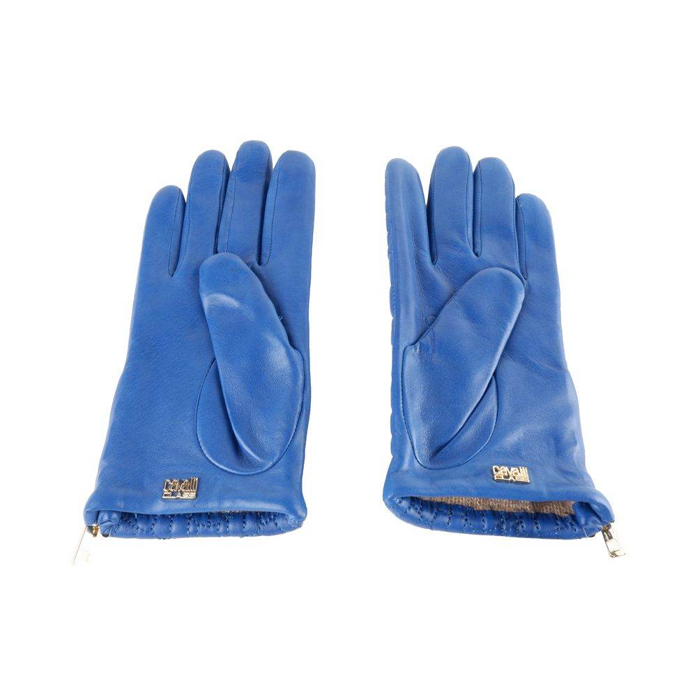Cavalli Class Blauer Lammfell-Damenhandschuh - Léoré