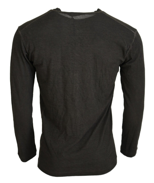 Dsquared² Grauer Baumwoll-Leinen Pullover mit langen Ärmeln