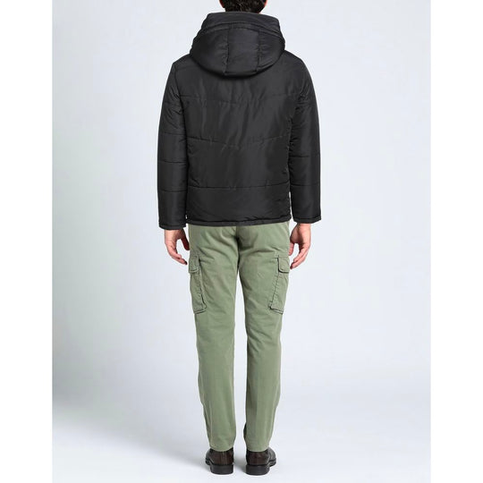 Aquascutum Elegante schwarze Jacke mit abnehmbarer Kapuze