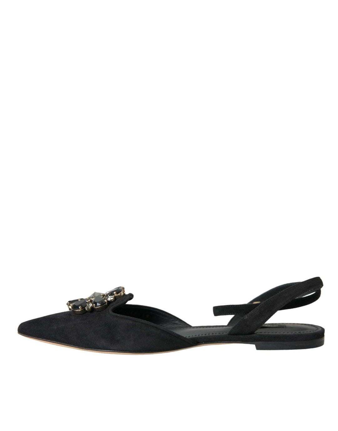 Dolce & Gabbana Schwarzes Leder Kristall Slingback Sandalen Schuhe - Léoré