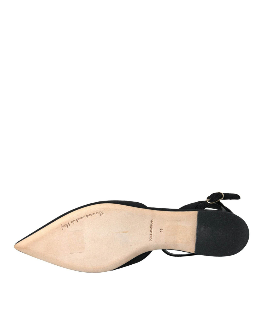 Dolce & Gabbana Schwarzes Leder Kristall Slingback Sandalen Schuhe - Léoré
