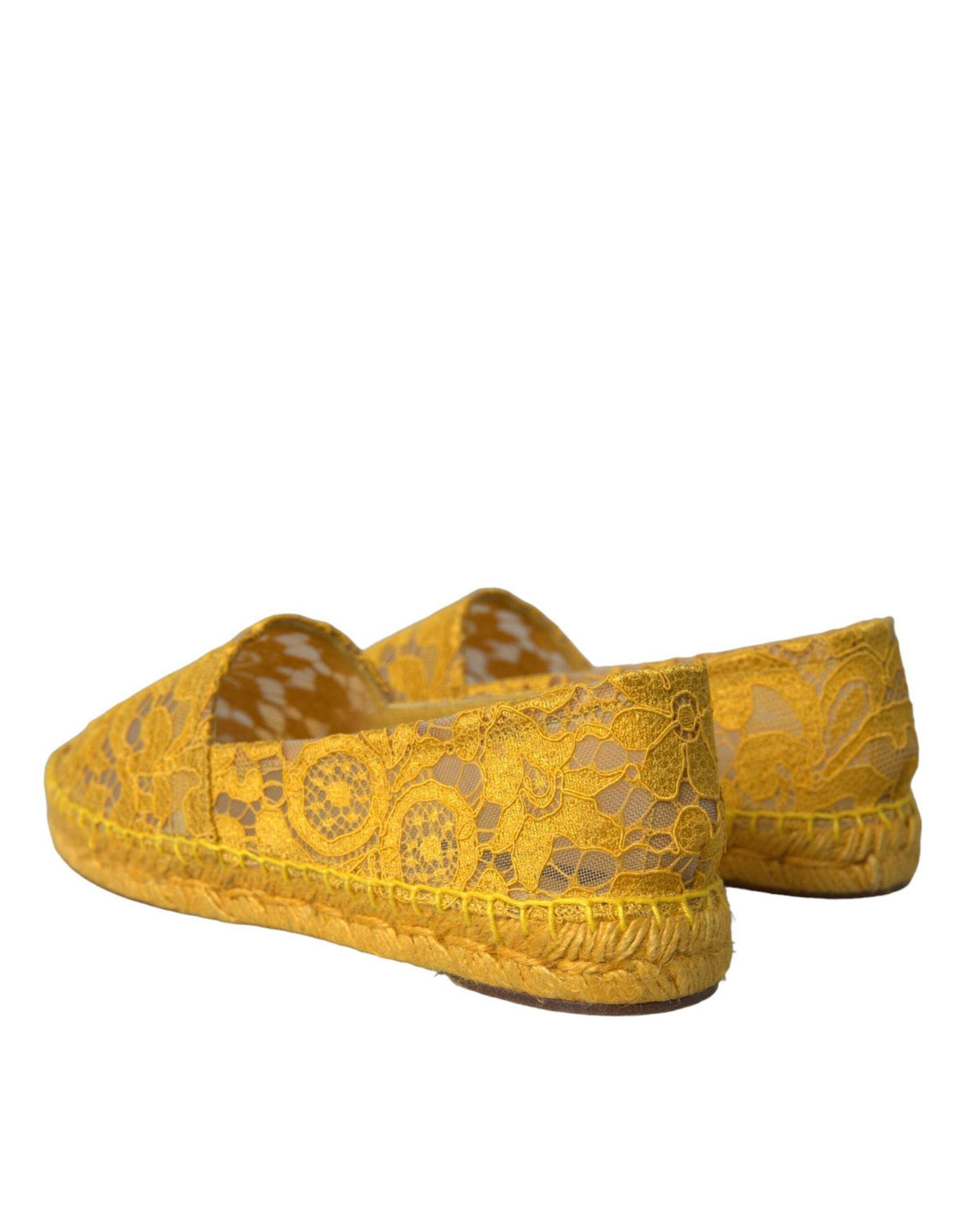 Dolce & Gabbana Gelb Taormina Lace Espadrille Loafers Flats Schuhe - Léoré