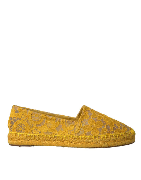 Dolce & Gabbana Gelb Taormina Lace Espadrille Loafers Flats Schuhe - Léoré