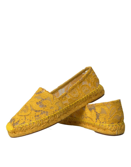 Dolce & Gabbana Gelb Taormina Lace Espadrille Loafers Flats Schuhe - Léoré