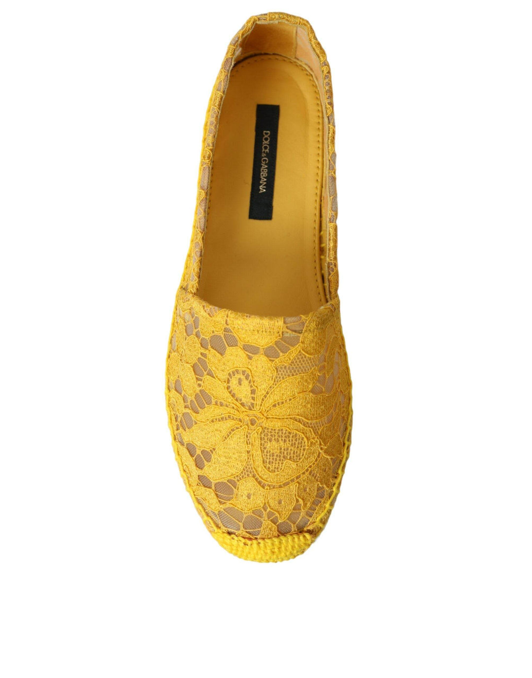 Dolce & Gabbana Gelb Taormina Lace Espadrille Loafers Flats Schuhe - Léoré