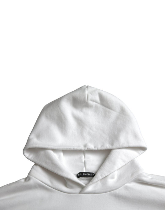 Balenciaga Weißer Baumwoll-Logo-Pullover mit Kapuze Sweatshirt Pullover - Léoré