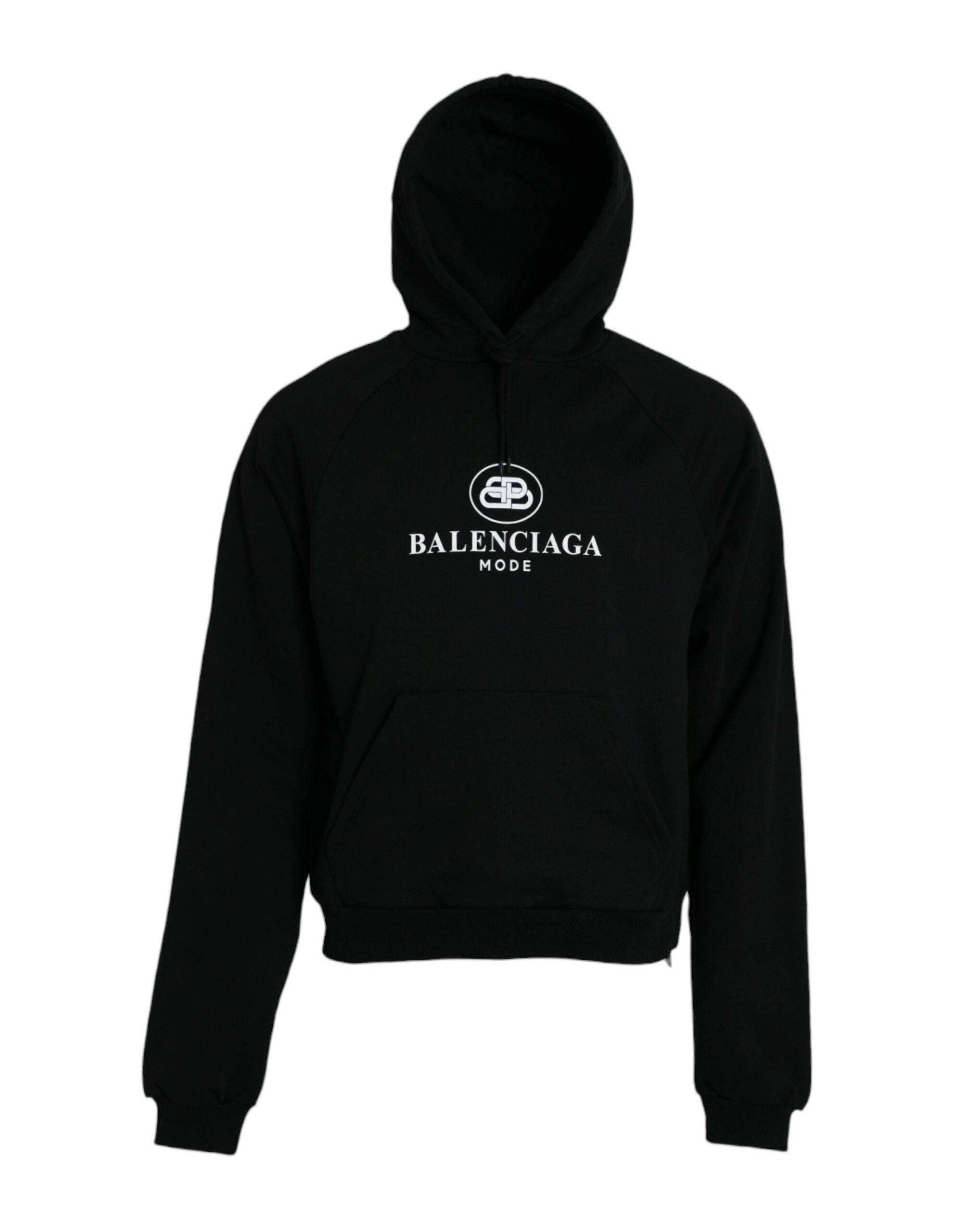 Balenciaga Schwarzes Baumwoll-Logo-Pullover-Sweatshirt mit Kapuze - Léoré
