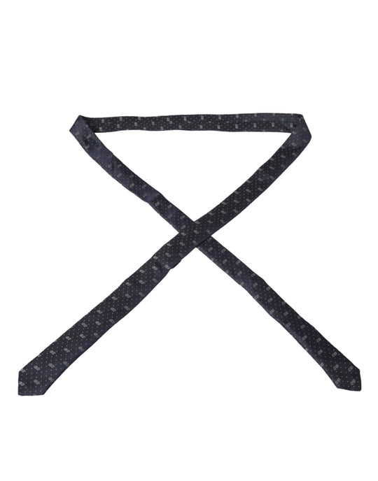 Dolce & Gabbana Blaue DG Logo 100% Seide Verstellbare Krawatte