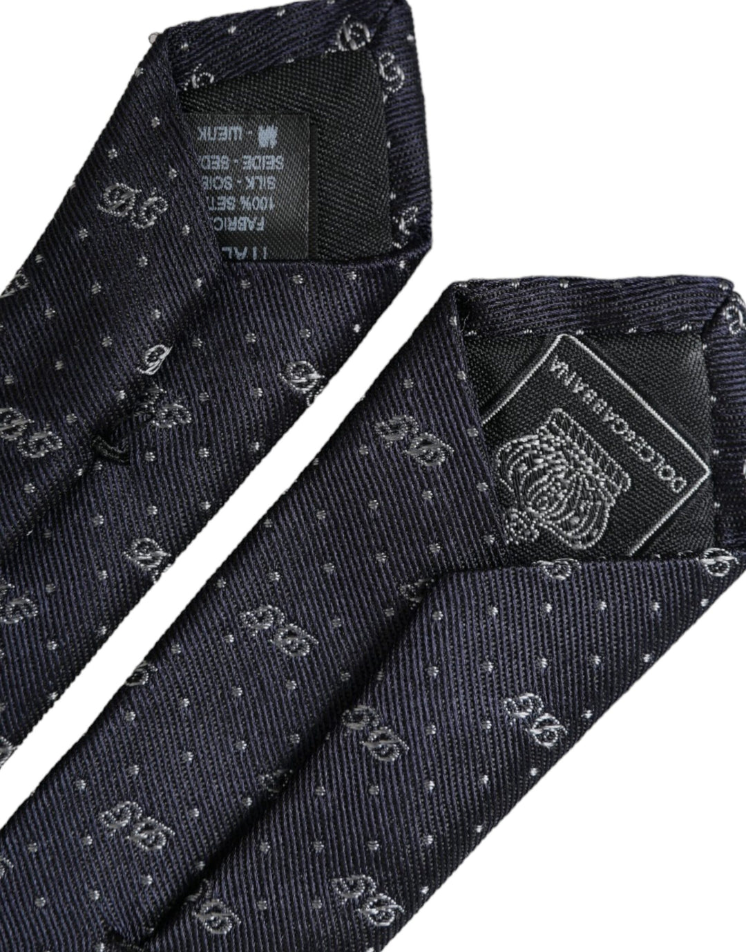 Dolce & Gabbana Blaue DG Logo 100% Seide Verstellbare Krawatte