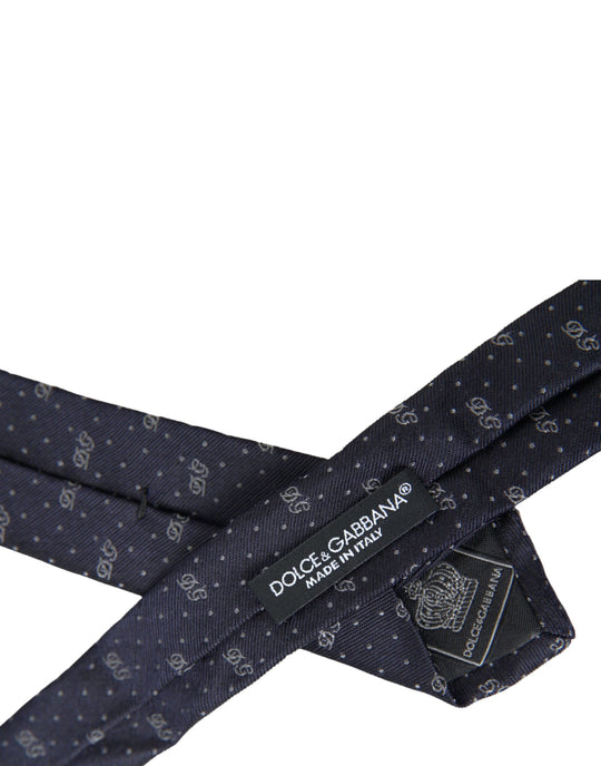 Dolce & Gabbana Blaue DG Logo 100% Seide Verstellbare Krawatte