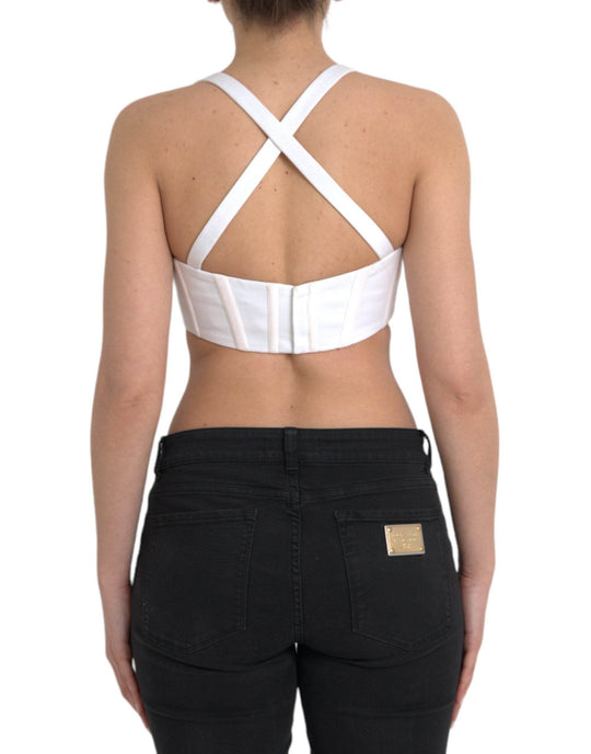 Versace Weißes Viskose Bustier Ärmelloses Cropped Top - Léoré