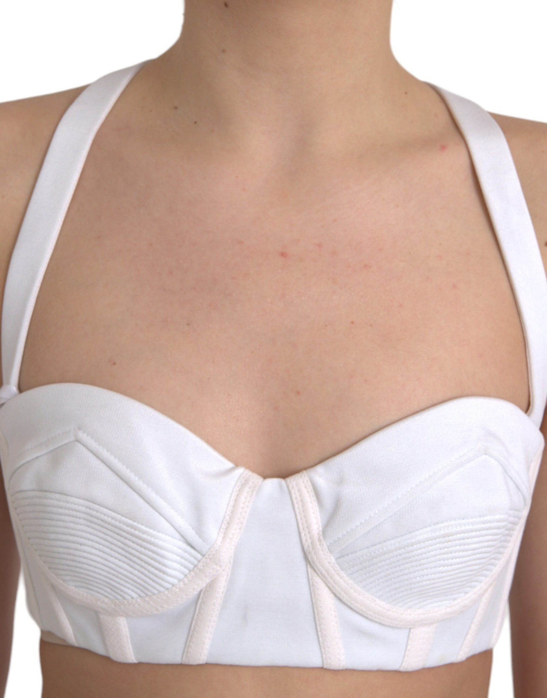 Versace Weißes Viskose Bustier Ärmelloses Cropped Top - Léoré