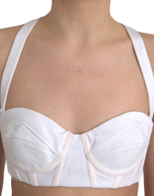 Versace Weißes Viskose Bustier Ärmelloses Cropped Top - Léoré