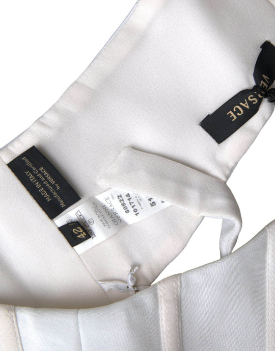 Versace Weißes Viskose Bustier Ärmelloses Cropped Top - Léoré