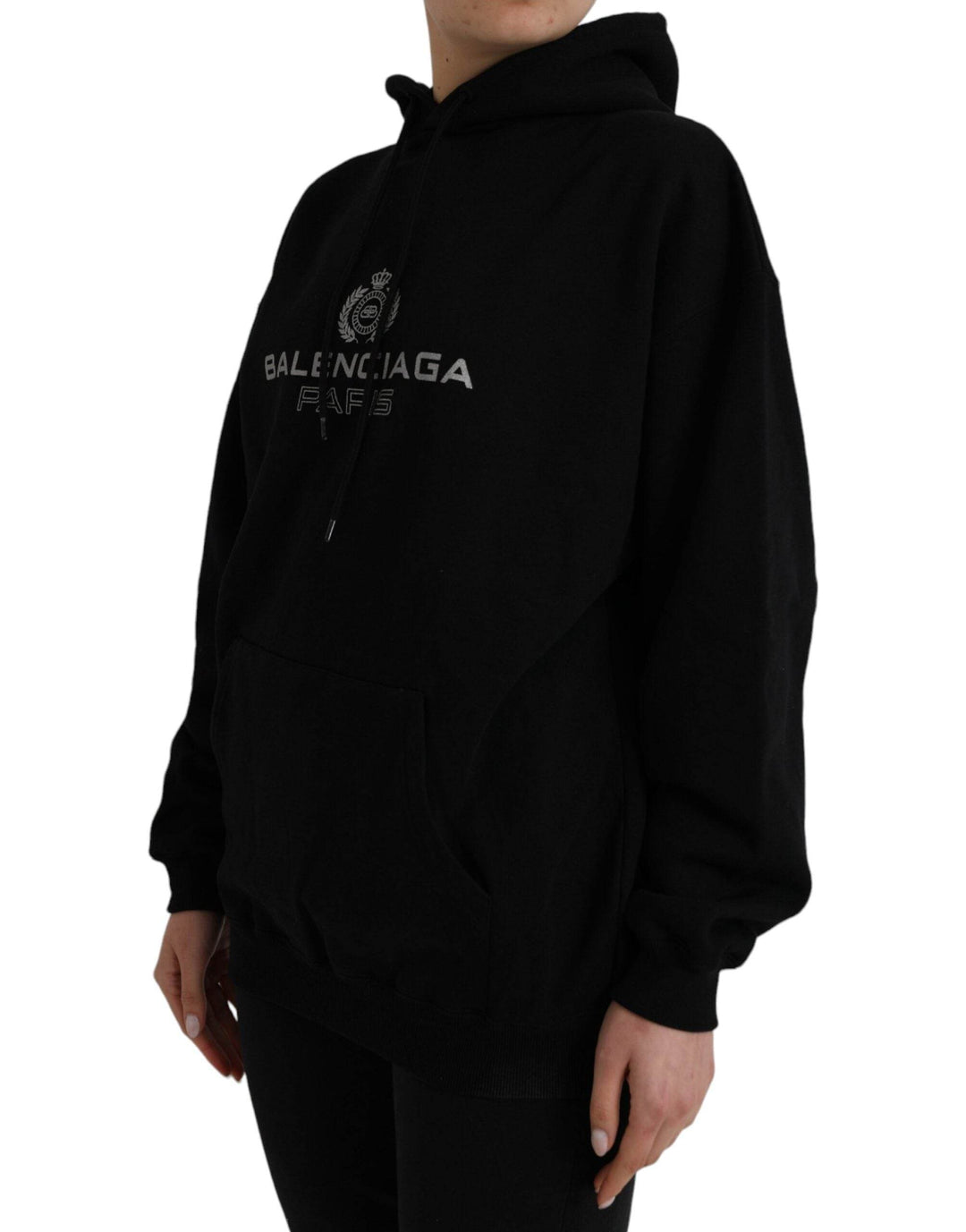 Balenciaga Schwarzes Baumwoll-Logo-Pullover-Sweatshirt mit Kapuze - Léoré