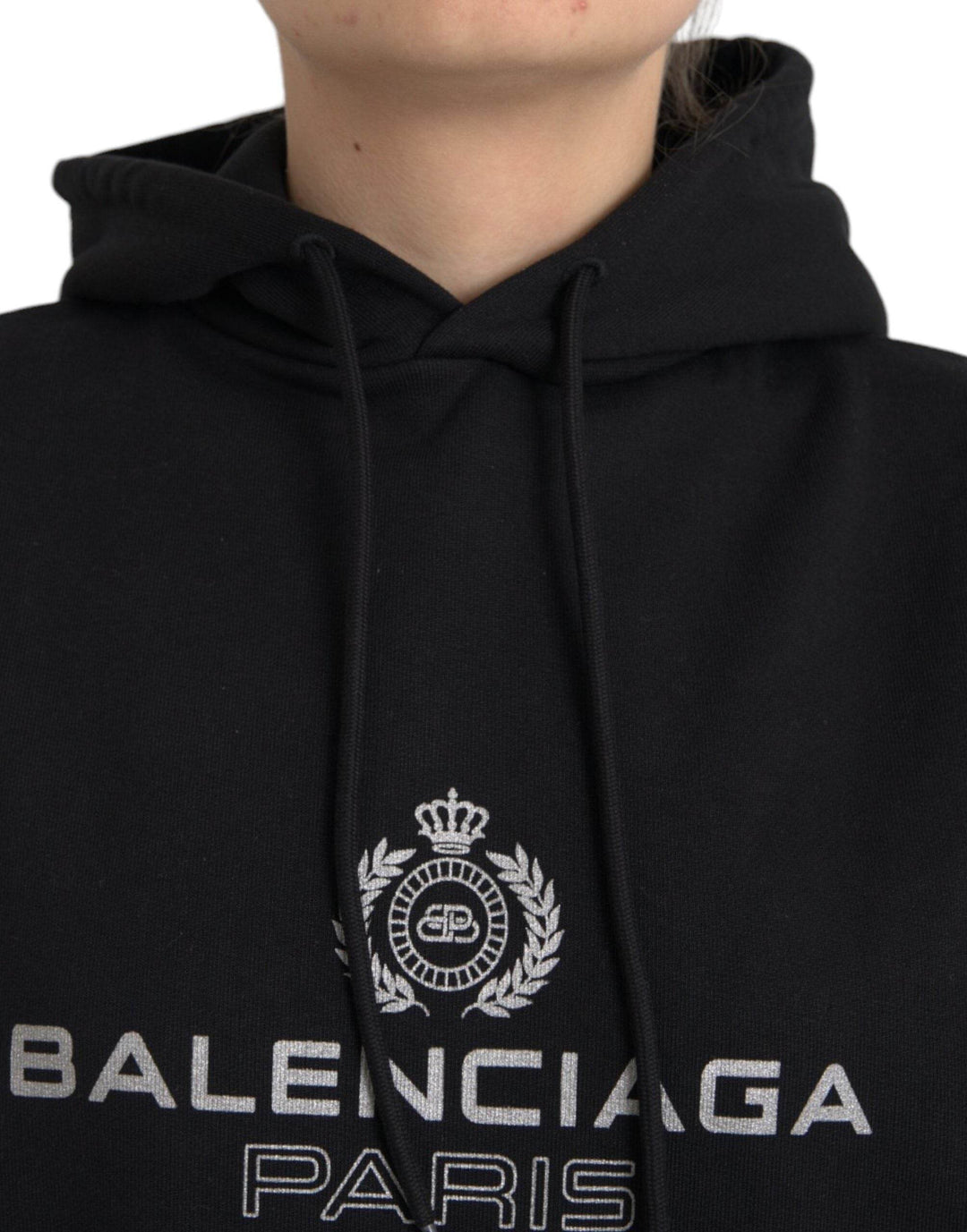 Balenciaga Schwarzes Baumwoll-Logo-Pullover-Sweatshirt mit Kapuze - Léoré