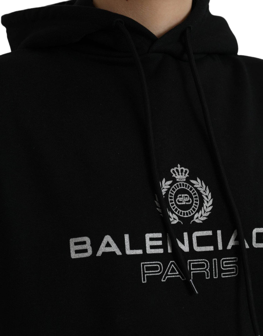 Balenciaga Schwarzes Baumwoll-Logo-Pullover-Sweatshirt mit Kapuze - Léoré