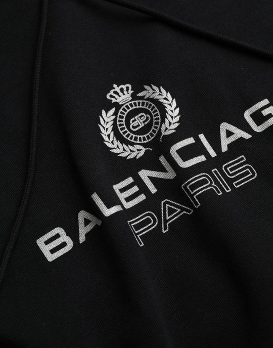 Balenciaga Schwarzes Baumwoll-Logo-Pullover-Sweatshirt mit Kapuze - Léoré