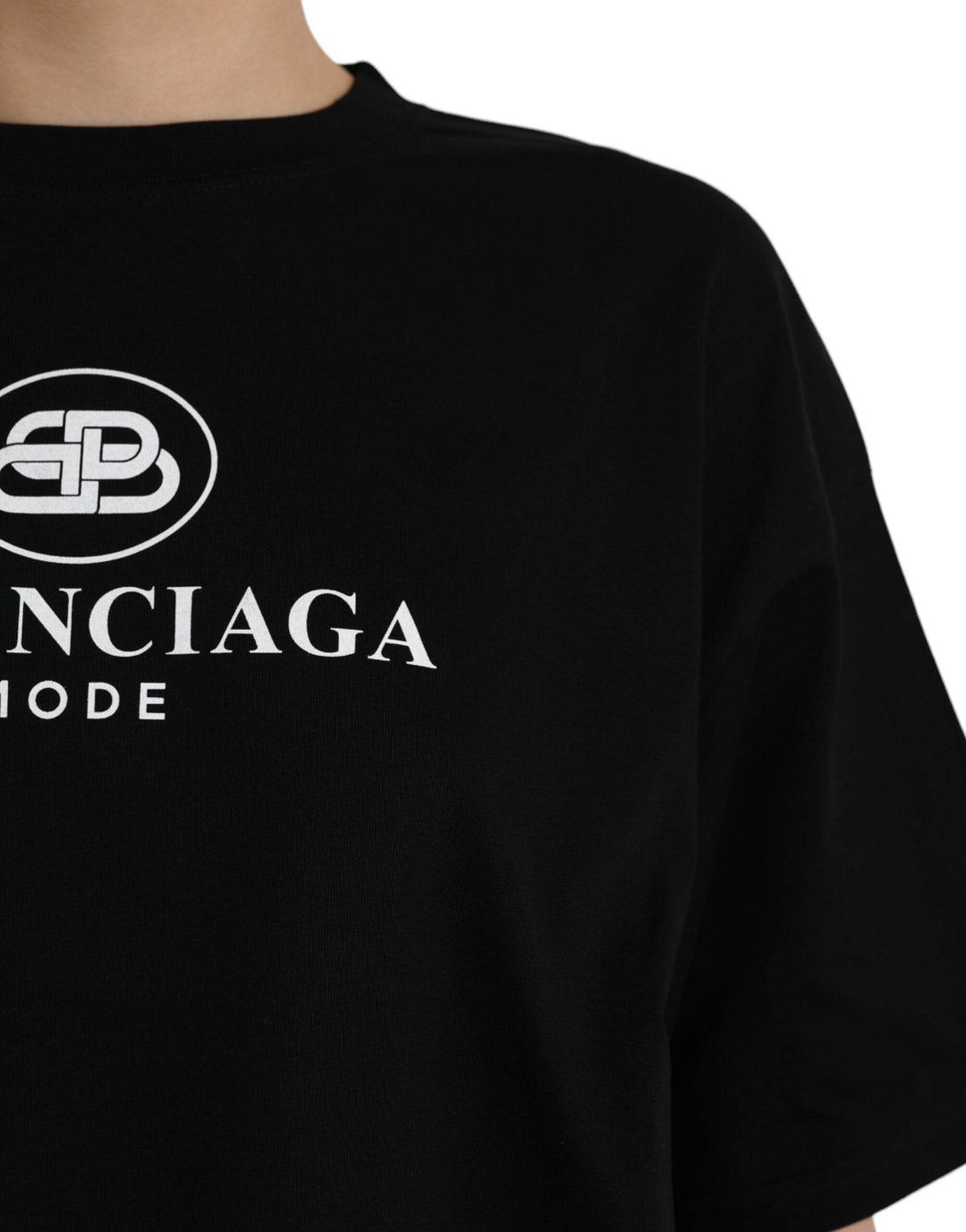 Balenciaga Schwarzes Baumwoll-Logo-T-Shirt mit Rundhalsausschnitt und kurzen Ärmeln - Léoré